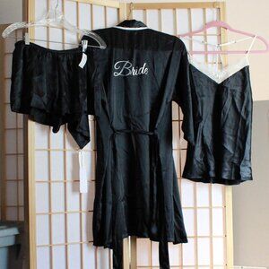 Linea Donatella Bride Themed Satin Pajama & Robe Set